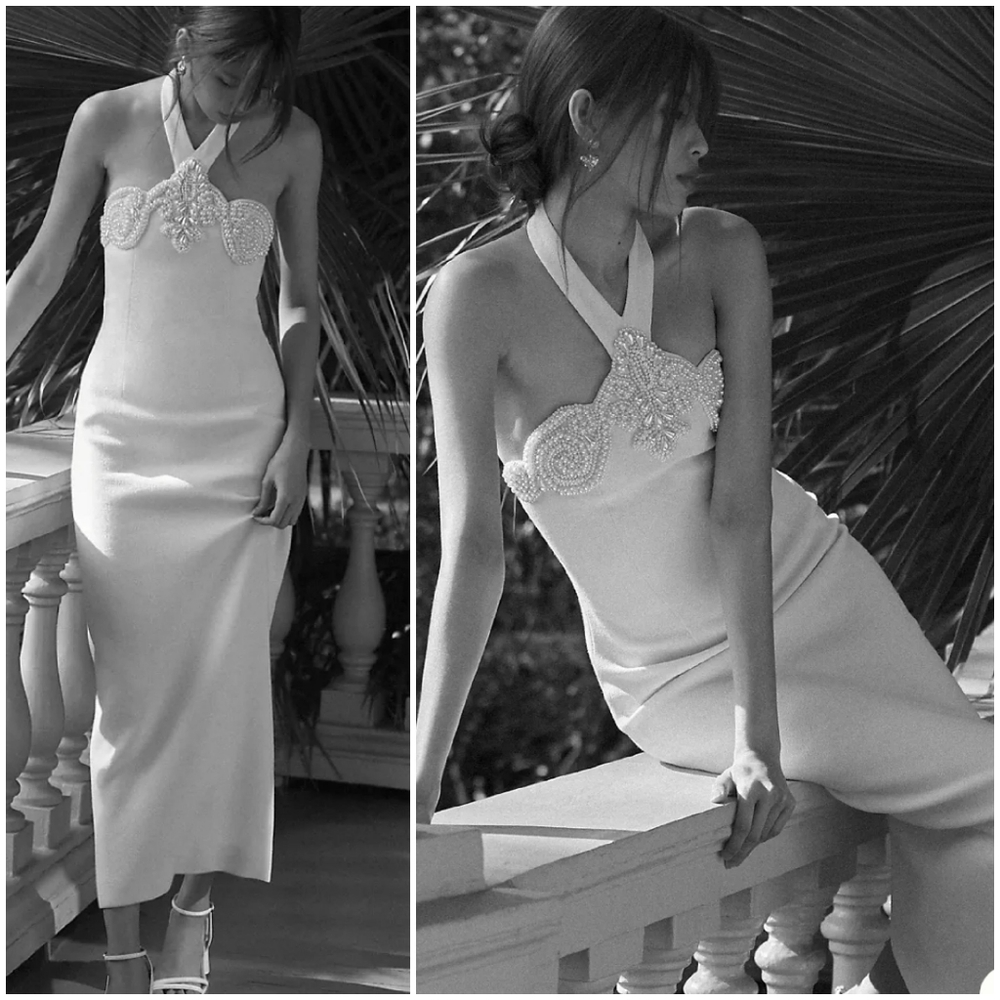 Anthropologie x Ronny Kobo White Halter Wedding Dress